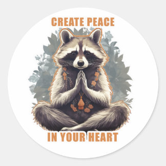 Meditation Raccoon Yoga Gestalten Sie Frieden im H Runder Aufkleber