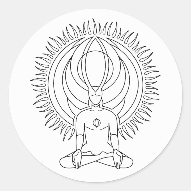 Meditation. Runder Aufkleber (Vorderseite)