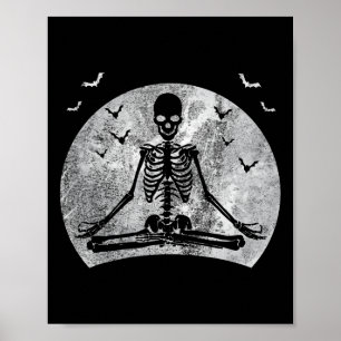 Meditation Skeletton Yoga Lover Halloween Mondkost Poster