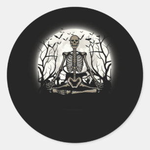 Meditation Skeletton Yoga Lover Halloween Mondkost Runder Aufkleber