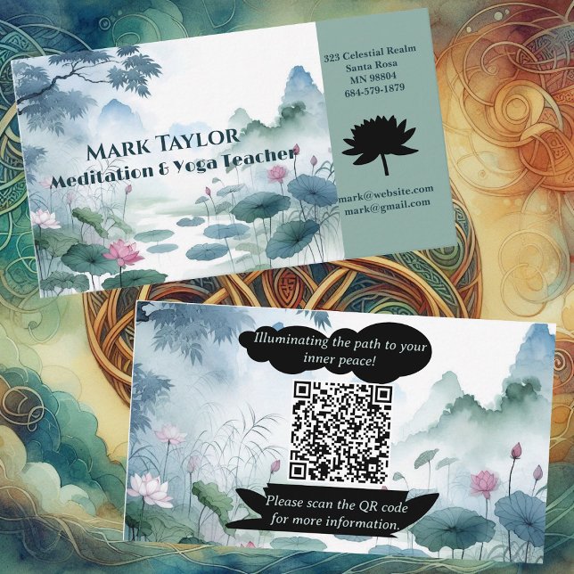 Meditation Spiritueller Yoga Lehrer Beruflich Visitenkarte (Meditation Spiritual Yoga Teacher Professional Business Card)