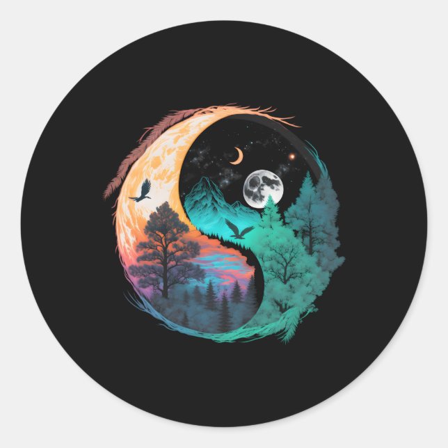 Meditation Taoismus Yin Yang Symbol auf Naturetaij Runder Aufkleber (Vorderseite)