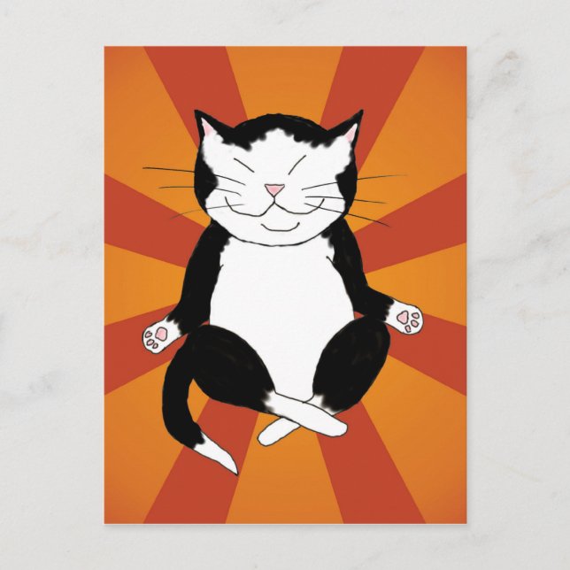 Meditation Tuxedo Kitty Postcard Postkarte (Vorderseite)