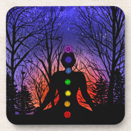 Meditation und die Bäume in einer sternenreichen N Getränkeuntersetzer