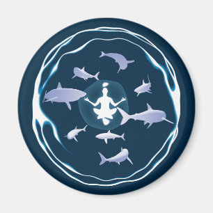 Meditation unter Wasser Schwimmen mit Haien Magnet