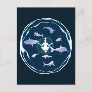 Meditation unter Wasser   Schwimmen mit Haien Postkarte