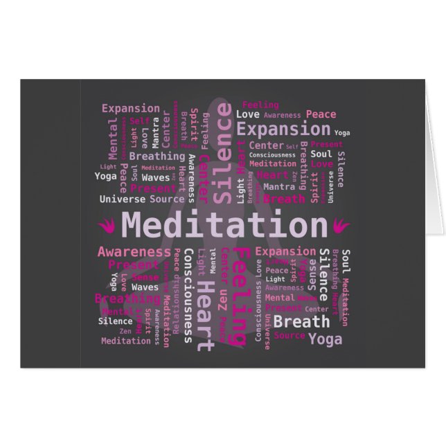Meditation Word Cloud Pink Farben Schwarzer Hinter (Vorderseite (Horizontal))