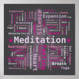 Meditation Word Cloud Tagin Rosa und violette Farb Poster