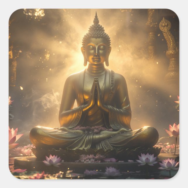 MEDITATION - YOGA - CARPE DIEM QUADRATISCHER AUFKLEBER (Vorderseite)
