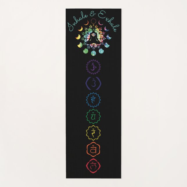 Meditation Yoga-Matte mit farbigen Chakra-Symbolen Yogamatte (Vorderseite)