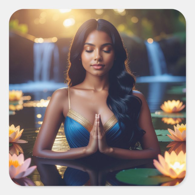 MEDITATION - YOGA - WELLNESS - CARPE DIEM QUADRATISCHER AUFKLEBER (Vorderseite)