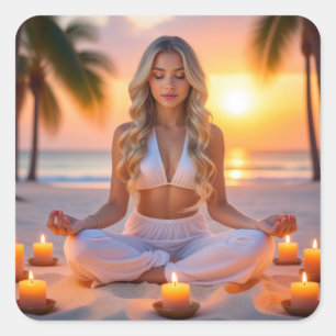 MEDITATION - YOGA - WELLNESS - CARPE DIEM QUADRATISCHER AUFKLEBER
