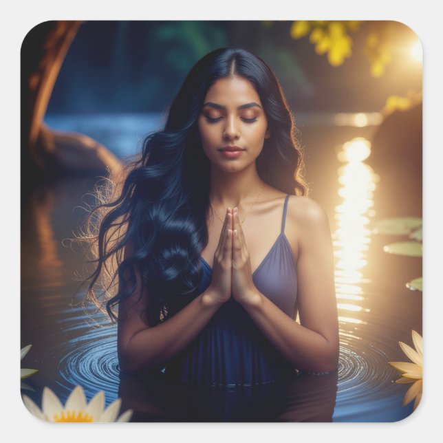 MEDITATION - YOGA - WELLNESS - CARPE DIEM QUADRATISCHER AUFKLEBER (Vorderseite)