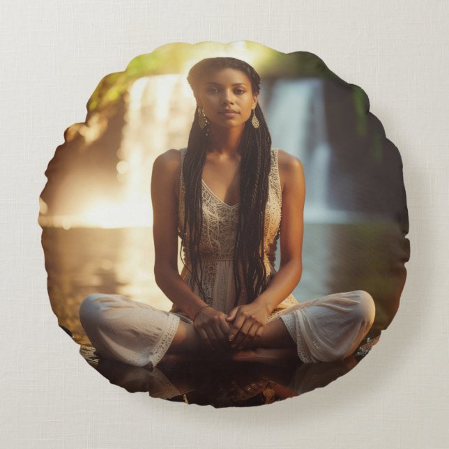 MEDITATION - YOGA - WELLNESS - CARPE DIEM RUNDES KISSEN (Vorderseite)