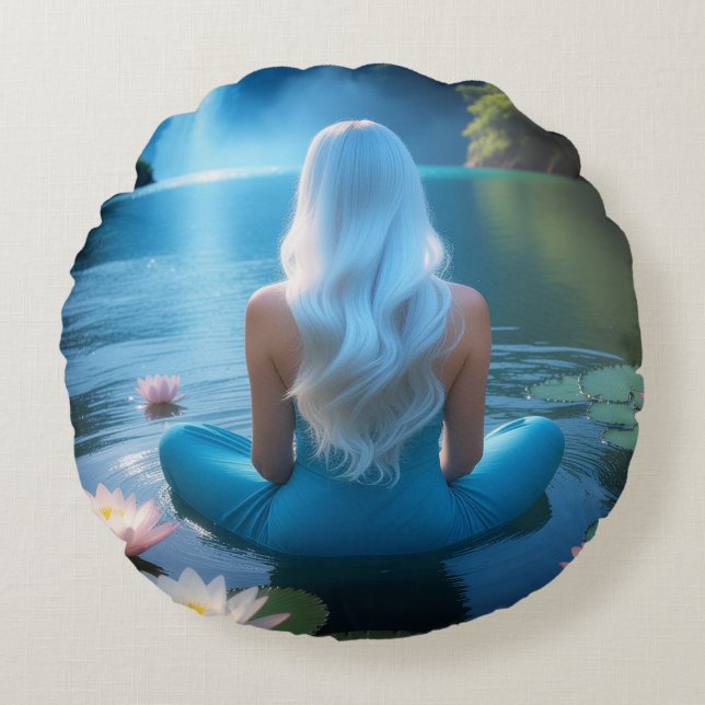 MEDITATION - YOGA - WELLNESS - CARPE DIEM RUNDES KISSEN (Vorderseite)