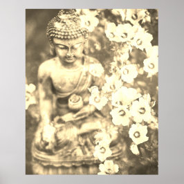 *~* Meditation Zen Buddha Meditat Blume Gold Poster