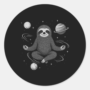 Meditation Zen Faultier Im Weltraum Namaste Friede Runder Aufkleber