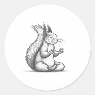 Meditations-Eichhörnchen Spiritualität Yoga Buddhi Runder Aufkleber