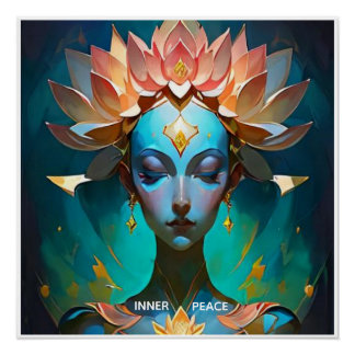 MEDITATIONS-LOTOS-GÖTTIN-SPIRITUELLE KUNST-POSTER POSTER