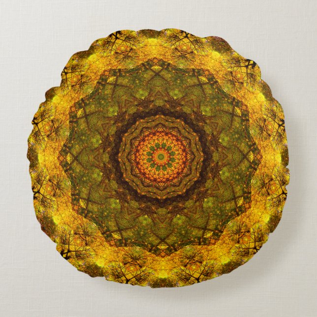 Meditations-Mandala Rundes Kissen (Vorderseite)
