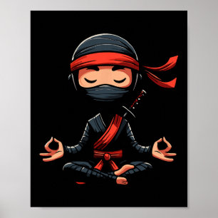 Meditations-Ninja-Yoga-Haltung entspannendes Tier Poster
