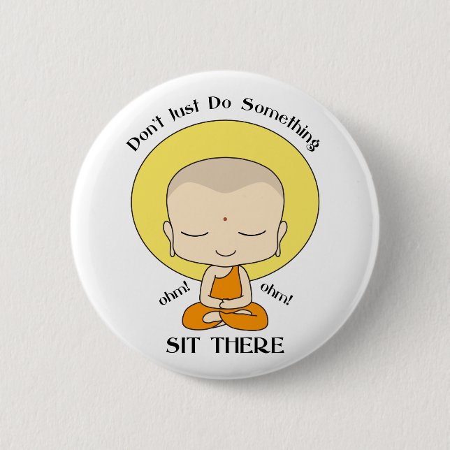 Meditations-Yoga-buddhistischer Mönch Button (Vorderseite)
