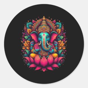 Meditations-Yoga-Ganesha-Hindu-Gott-Namaste-T-Shir Runder Aufkleber