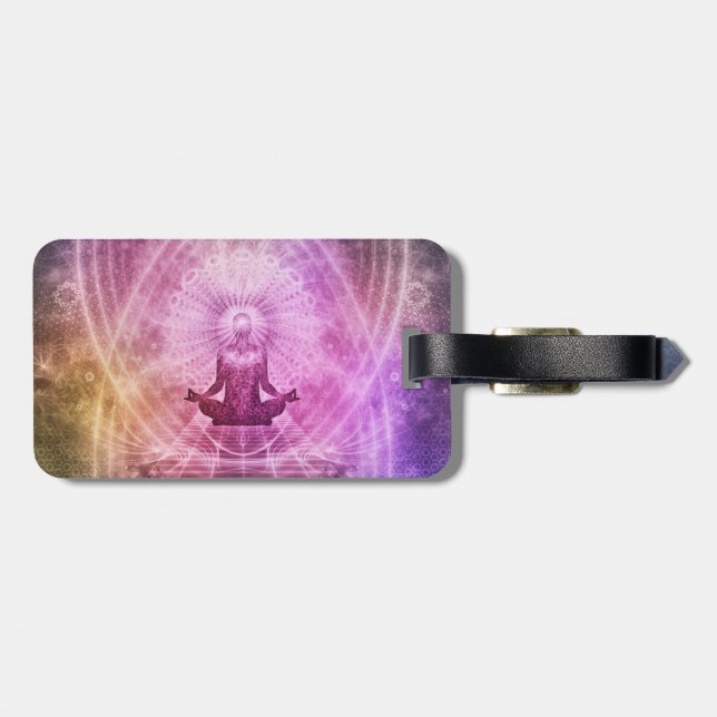 Meditations-Yoga-Glaube Gepäckanhänger (Rückseite horizontal)