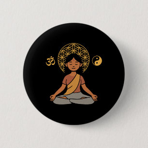 Meditations-Yoga-Om-Symbol Heilige Geometrie Yin Y Button