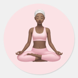 Meditationsfrau Emoji - Friedliche Yoga Pose Kunst Runder Aufkleber