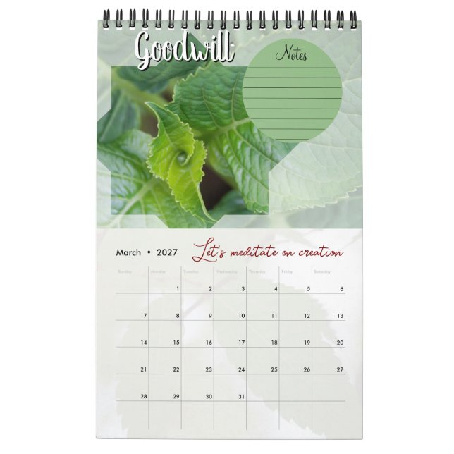 Meditationsgotteskalender: Sterne, Wörter & Noten Kalender (Mär 2027)