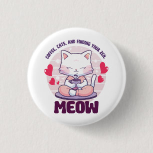 Meditationskatze - Kawaii-Katze Button