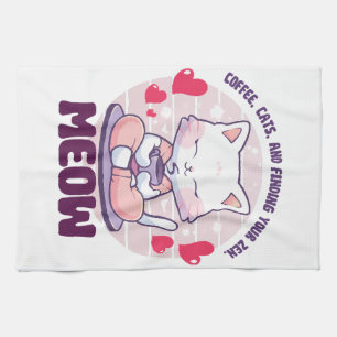 Meditationskatze - Kawaii-Katze Geschirrtuch