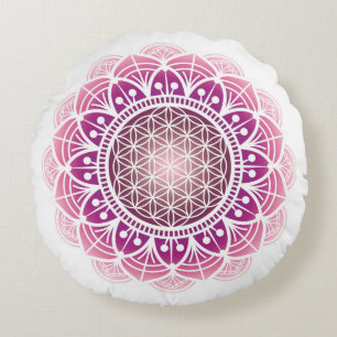Meditationskissen Mandala Blume des Lebens Rose Rundes Kissen