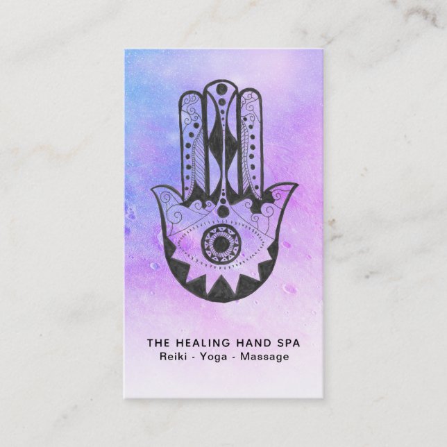 *~* Meditationskrater von Moon Hamsa Hand Fatima Visitenkarte (Vorderseite)