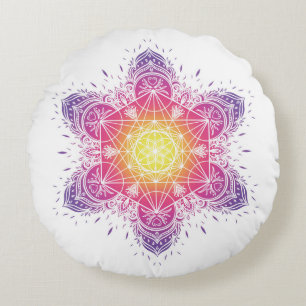 Meditationspilze   Mandala   Metatron Rundes Kissen