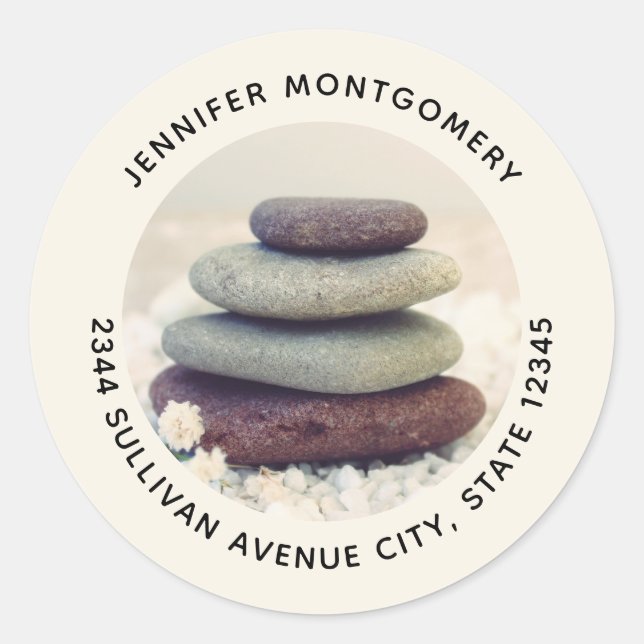 Meditative Cairn-Adresse für gestapelte Stones Runder Aufkleber (Vorderseite)
