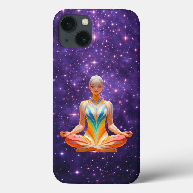 Meditative Frau und Sternenhimmel lila Case-Mate iPhone Hülle (Rückseite)