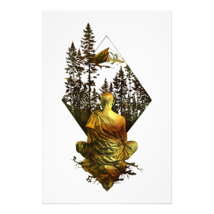 Meditative Monk in Naturszene Fotodruck