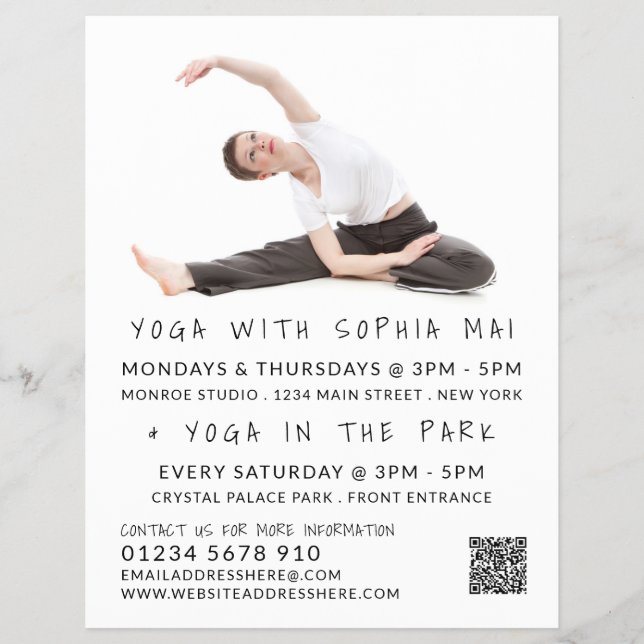Meditative Posture Portrait Yoga Class Advertising Flyer (Vorne)