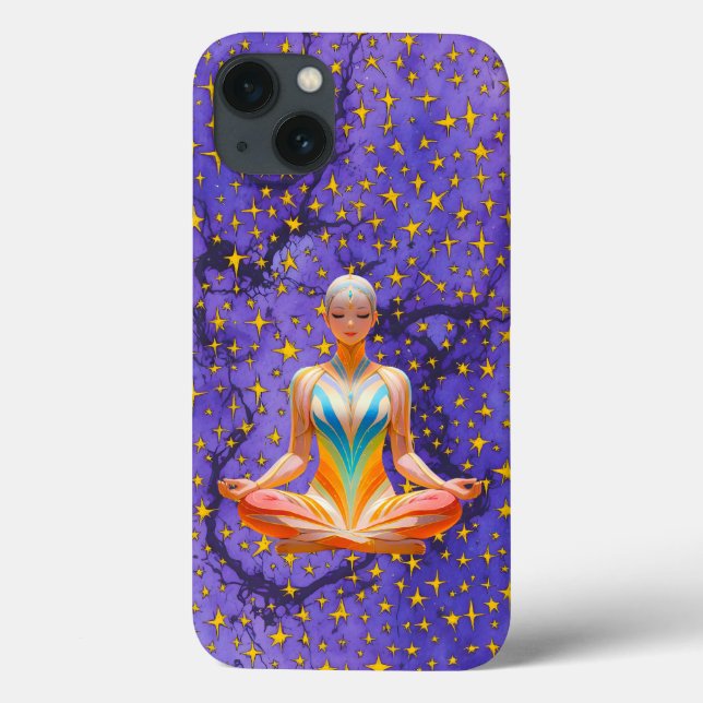 Meditative Woman und einzigartiges Star-Muster Case-Mate iPhone Hülle (Rückseite)