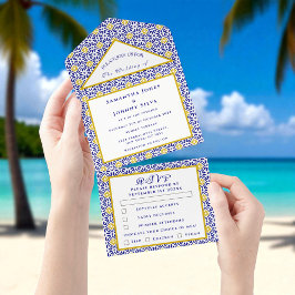 Mediteran Tiles Portugiesisch Rustikale Hochzeit All In One Einladung