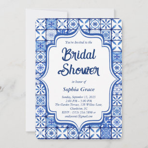 Mediteranean Blue Tile Bridal Dusche Einladung