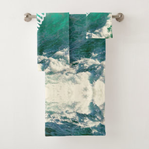 Mediterran Aquamarin Blue Nordic Wave realistisch Badhandtuch Set