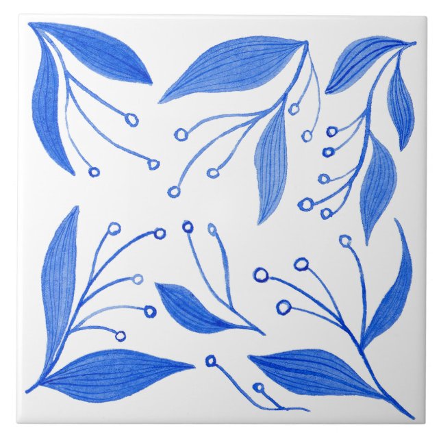 Mediterrane Blume Fliese (Vorderseite)