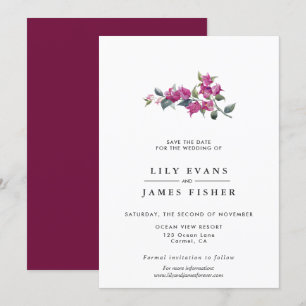 Mediterrane Bougainvillea Pink Save the Date Inv Einladung
