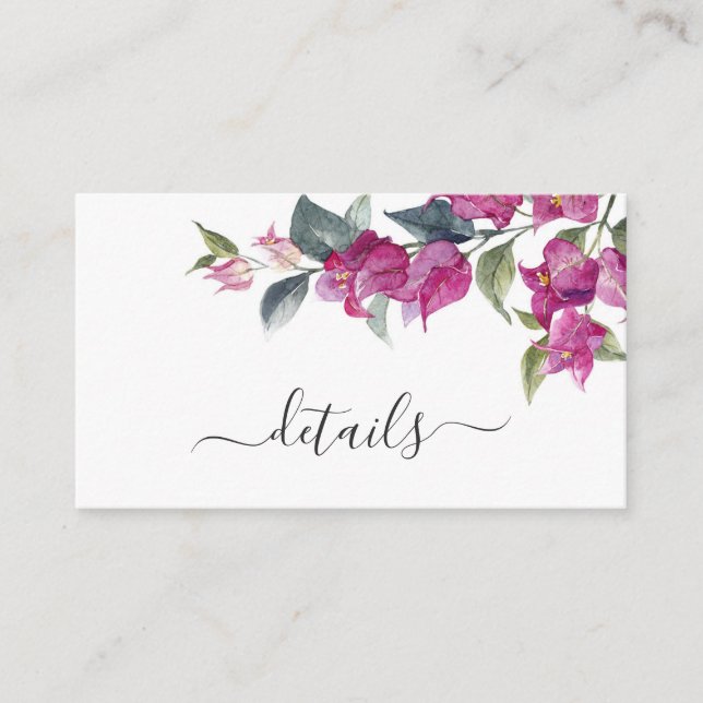 Mediterrane Bougainvillea Wedding Card Begleitkarte (Vorderseite)