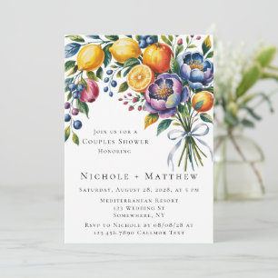 Mediterrane Citrus Bouquet Paare Dusche Einladung