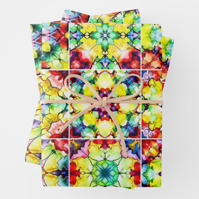 mediterrane Fliesen, alkoholfarbene Fliesen, Majol Geschenkpapier Set (Beispiel)