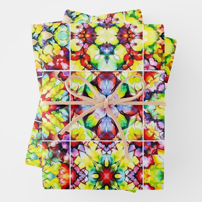 mediterrane Fliesen, alkoholfarbene Fliesen, Majol Geschenkpapier Set (Beispiel)
